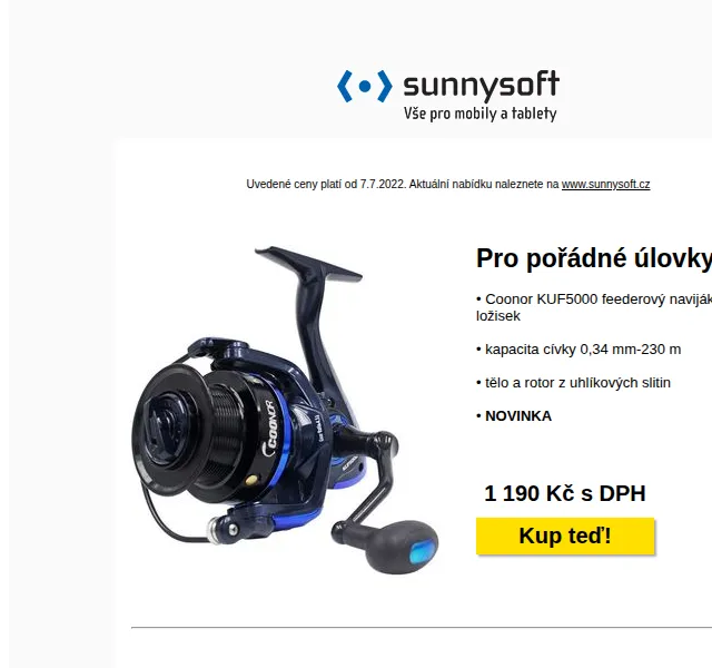 Sunnysoft: Rybářský naviják Coonor a UV lampa Sun X10 Max – červenec 2022 | Nuslet.cz