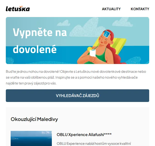 Letuška.cz: Zájezdy Maledivy, Egypt, Kapverdy – červenec 2026 | Nuslet.cz