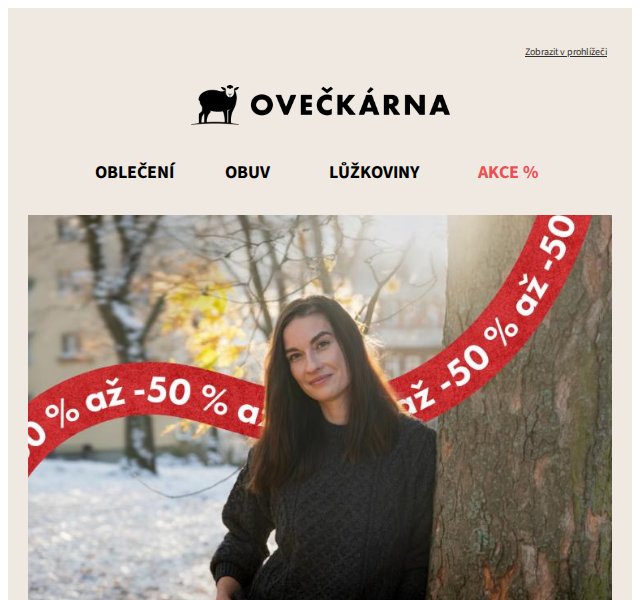 Ovečkárna: Huňatý výprodej –50 % + extra 10 % sleva – duben 2026