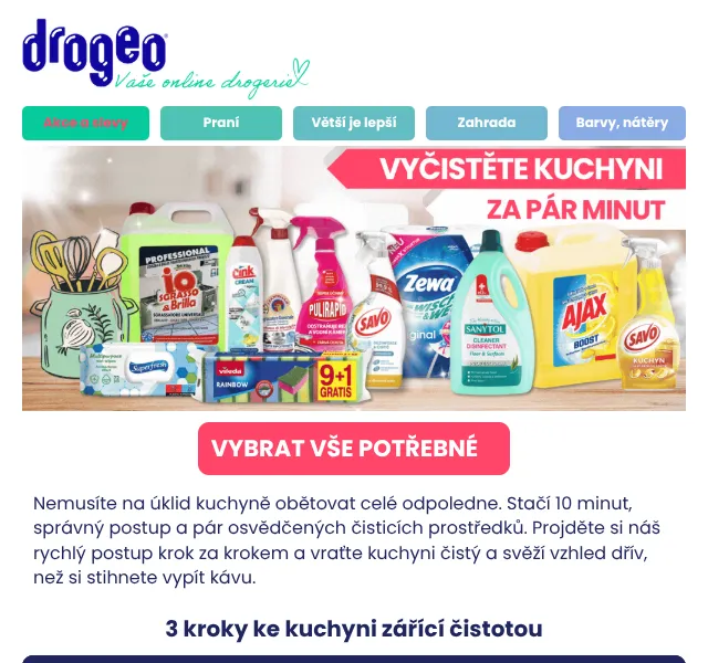 Drogeo: Čistící prostředky až -40 % – Srpen 2026