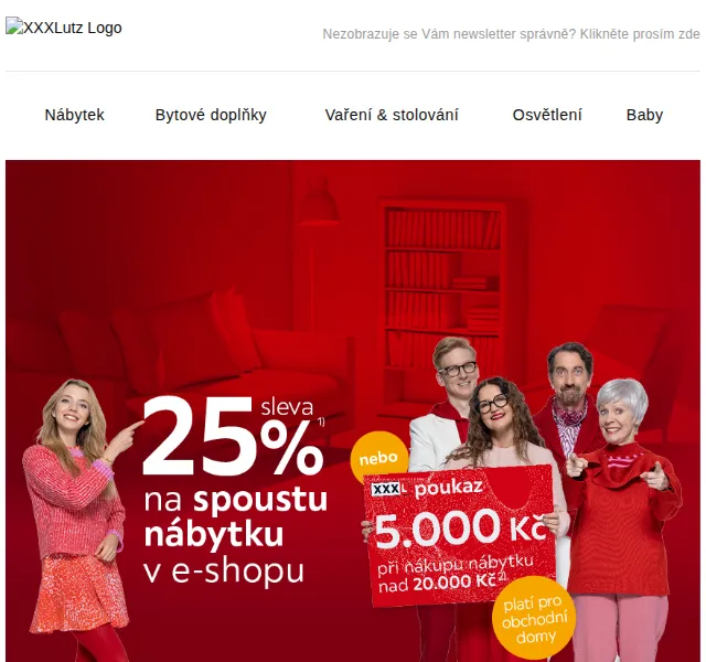XXXLutz: sleva 25 % na nábytek – červenec 2026 | Nuslet.cz