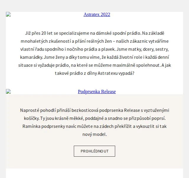 Astratex.cz: Nová kolekce bezkosticových podprsenek – červen 2026 | Nuslet.cz