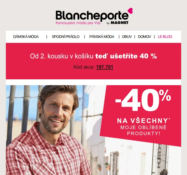 Blancheporte: Sleva 40 % na druhý produkt – červenec 2026 | Nuslet.cz