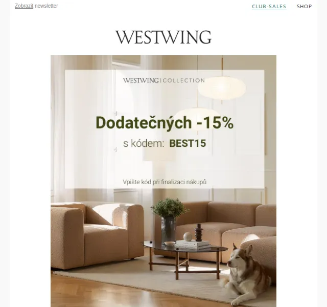 Westwing: Sleva 15 % na Westwing Collection – červenec 2026 | Nuslet.cz
