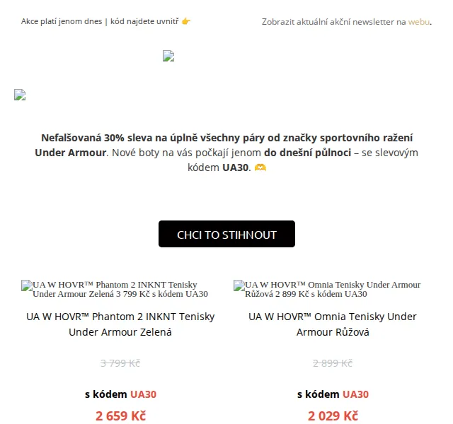UrbanStore: −30 % na boty Under Armour – červen 2026 | Nuslet.cz