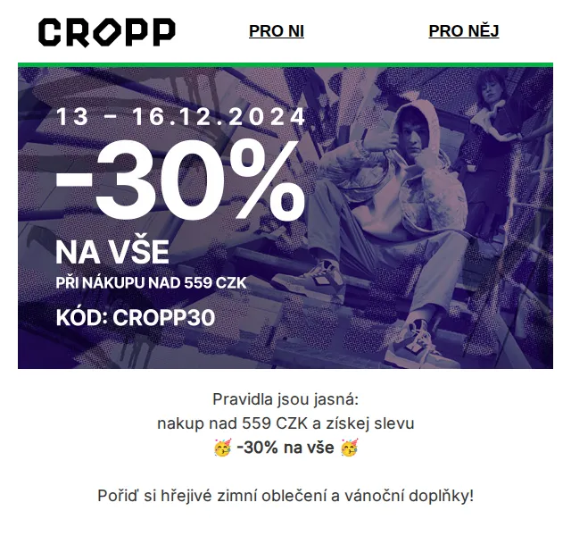 Cropp: -30% na vše – červenec 2026 | Nuslet.cz