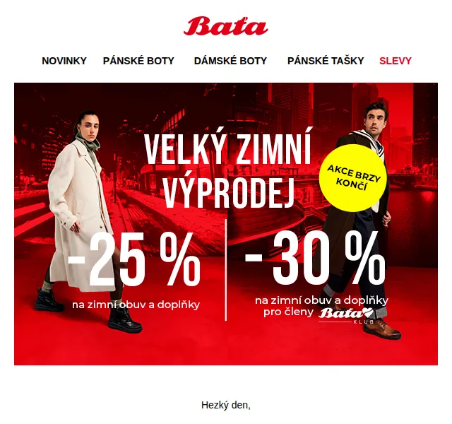 Baťa: zimní výprodej se slevami až 30 % – červenec 2026 | Nuslet.cz