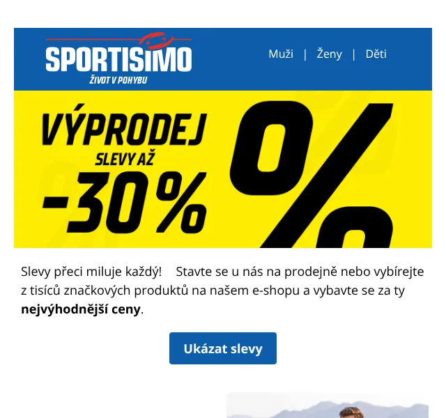 Sportisimo.cz: Letní slevy až 30 % – červenec 2026