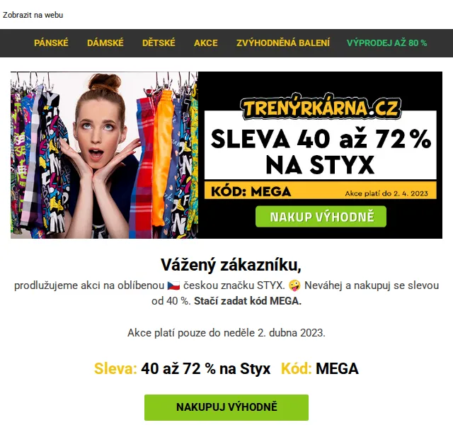 Trenýrkárna: Sleva 40 až 72 % na Styx – červen 2026 | Nuslet.cz