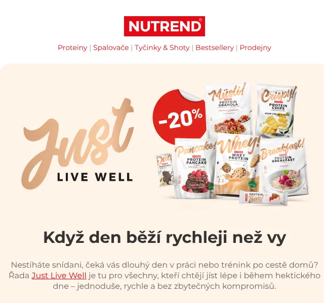 Nutrend Just Live Well -20 % – srpen 2026