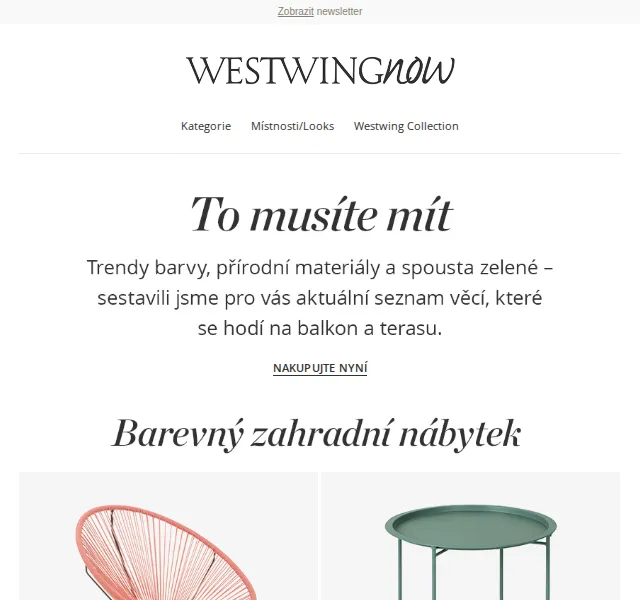 WestwingNow: Nábytek a dekorace do exteriéru – červen 2026 | Nuslet.cz