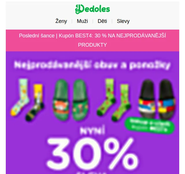 Dedoles: Extra sleva 30 % na ponožky a obuv – červenec 2026 | Nuslet.cz