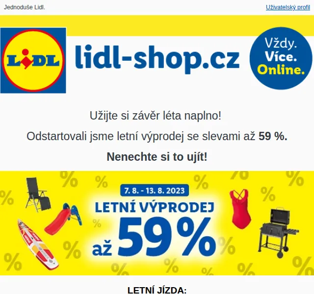 Lidl: Letní výprodej se slevami až 59 % – červenec 2026 | Nuslet.cz