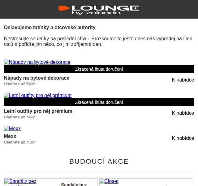 Lounge by Zalando: Slevy až 75 % na dárky k Dni otců – červen 2026 | Nuslet.cz