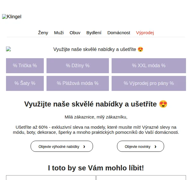 KLiNGEL: Sle­va až 60 % na módu, boty a bydlení – červený 2026 | Nuslet.cz
