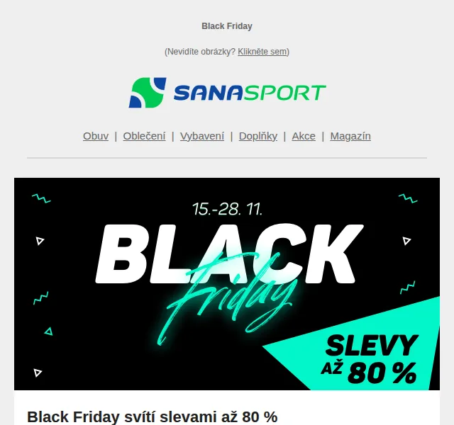Sanasport: Black Friday slevy až 80 % – červen 2026 | Nuslet.cz