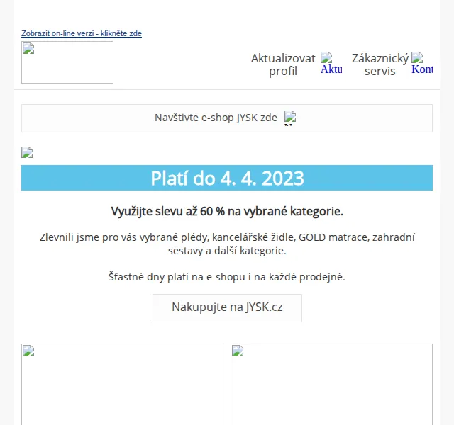 JYSK: Šťastné dny se slevou až 60 % – červenec 2026 | Nuslet.cz