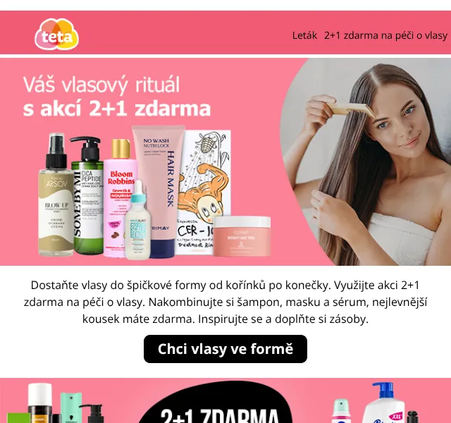 Teta drogerie: Péče o vlasy 2+1 zdarma – Červenec 2026 | Nuslet