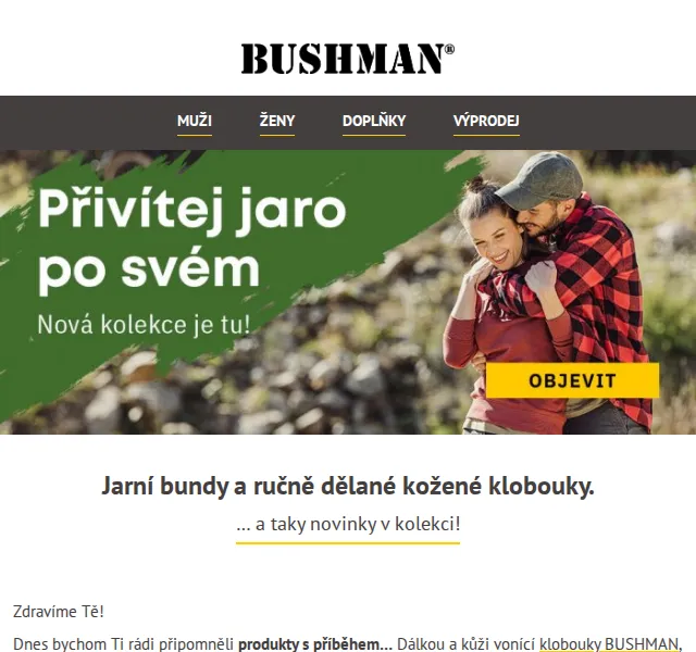 BUSHMAN: Jarní bundy a ručně dělané klobouky – červen 2026 | Nuslet.cz