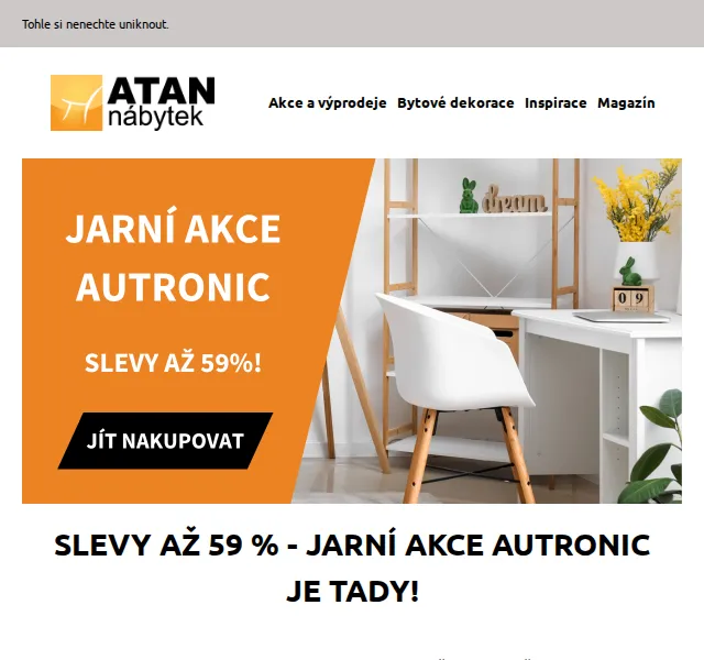 ATAN nábytek: slevy až 59 % na jarní akci – červenec 2026 | Nuslet.cz