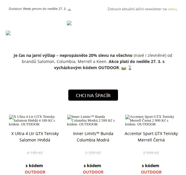 UrbanStore: 20% sleva na Salomon, Columbia, Merrell a Keen – červen 2026 | Nuslet.cz