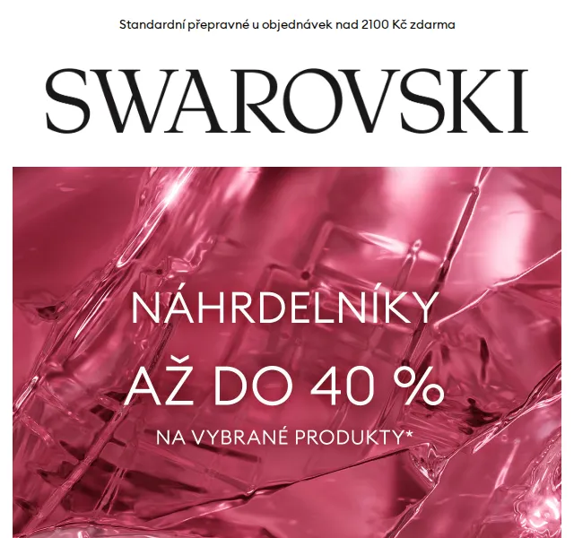 Swarovski: Sleva až 40 % na náhrdelníky – červen 2026 | Nuslet.cz