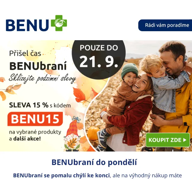 BENU E-shop: sleva až 25 %, slevový kód BENU15