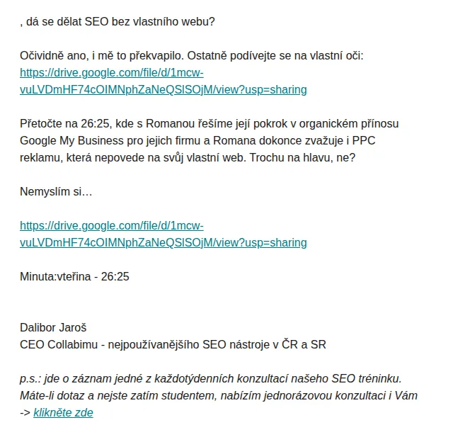 Collabim: SEO bez webu – konzultace zdarma – červen 2026 | Nuslet.cz