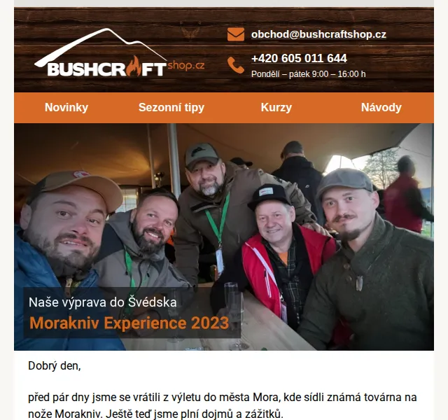 Bushcraftshop: Reportáž z továrny Morakniv – nové nože a slevy | červenec 2026 | Nuslet.cz