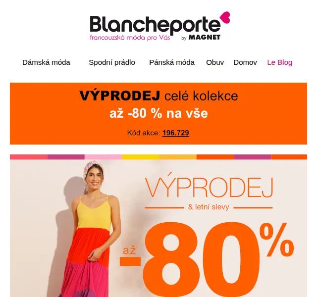 Blancheporte: Letní výprodej se slevami až –80 % – červen 2026 | Nuslet.cz