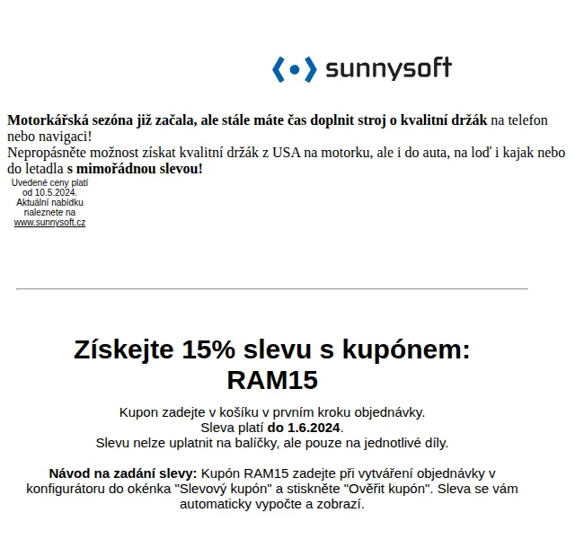 Sunnysoft: RAM Mount držáky s 15% slevou – červenec 2026 | Nuslet.cz
