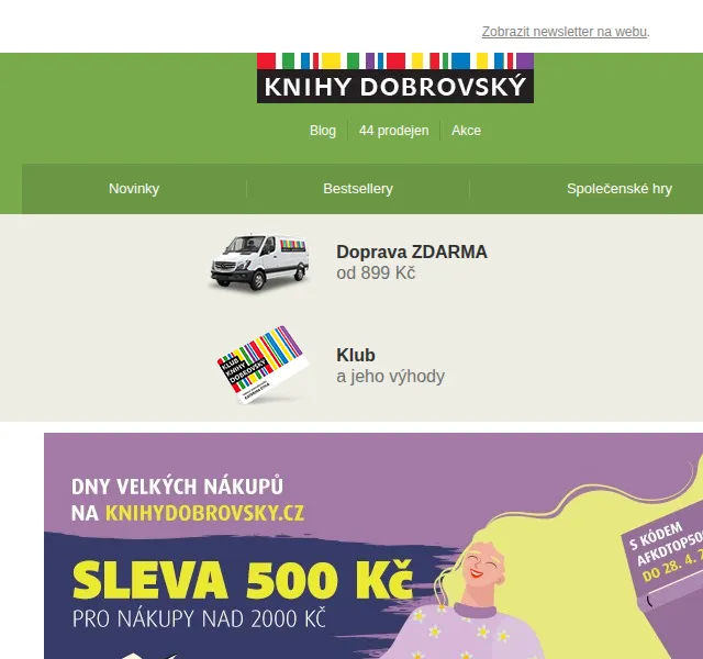 KnihyDobrovsky.cz: Sleva 500 Kč na nákup – červenec 2026 | Nuslet.cz
