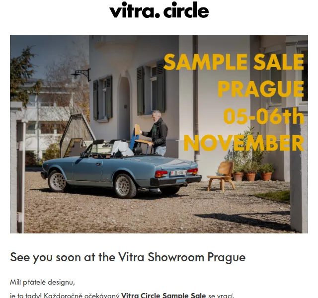Vitra: Circle Sample Sale – limitovaná sleva na designový nábytek – listopad 2026 | Nuslet.cz