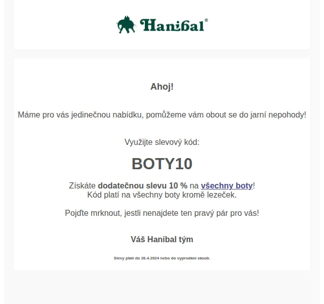Hanibal.cz: 10% sleva na jarní boty – červenec 2026 | Nuslet.cz
