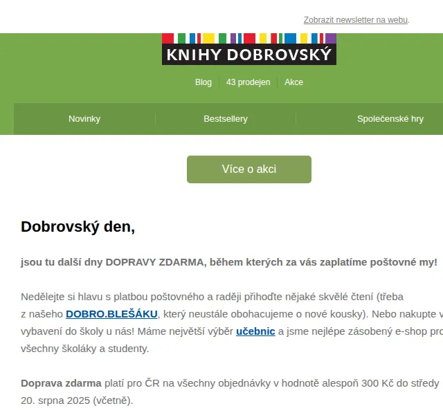 KnihyDobrovsky.cz: Doprava zdarma nad 300 Kč – srpen 2026 | Nuslet.cz