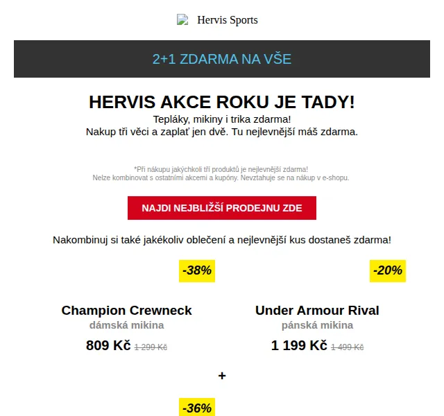 Hervis: 2+1 ZDARMA na veškeré oblečení – červen 2026 | Nuslet.cz