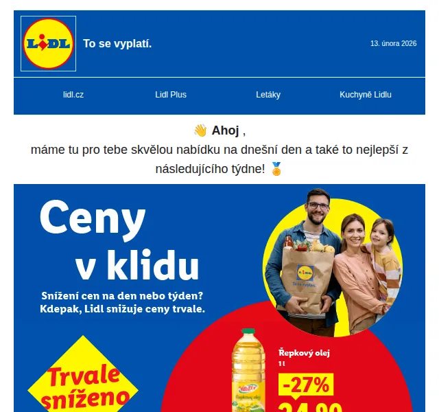 Lidl: Sleva až 50 % na potraviny, oblečení a outdoor – duben 2026