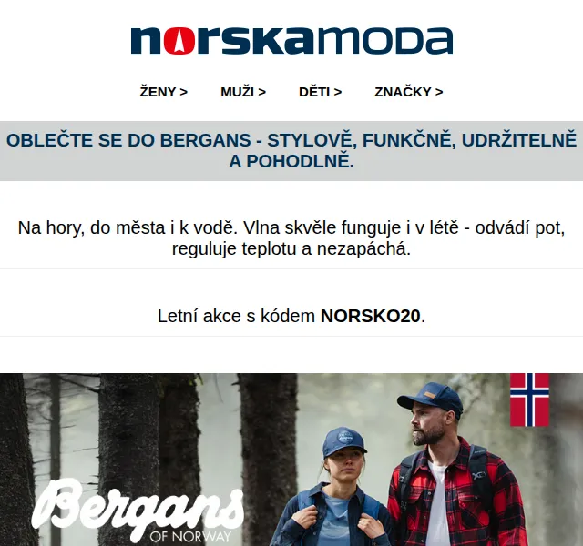 Norskamoda: Bergans sleva 20 % – červen 2026 | Nuslet.cz