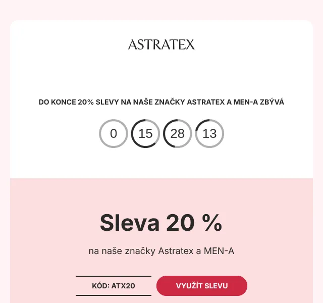 Astratex: 20 % sleva slevový kód – srpen 2026