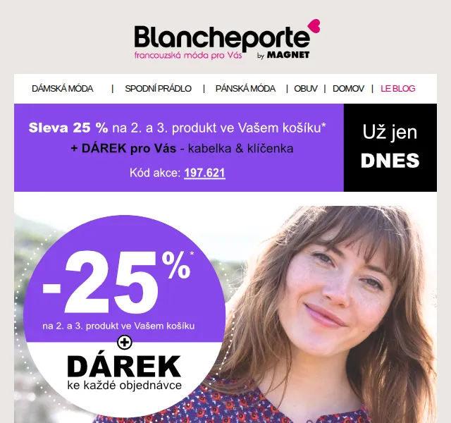 Blancheporte: 25% sleva a kabelka jako dárek – červenec 2026 | Nuslet.cz
