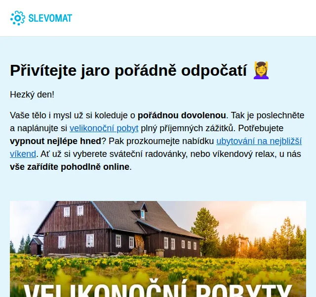 Slevomat: Velikonoční pobyty v hotelích – červen 2026 | Nuslet.cz