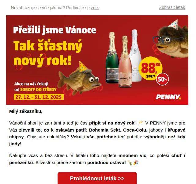 Penny: Bohemia Sekt, chipsy – Silvestr 2025 | Nuslet.cz