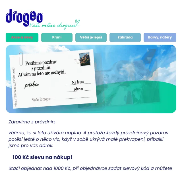Drogeo: 100 Kč sleva na nákup – červenec 2026 | Nuslet.cz