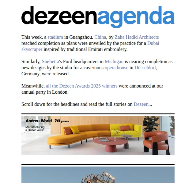 Dezeen Daily: Architektonické novinky – červenec 2026 | Nuslet.cz