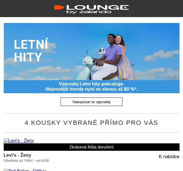 Lounge by Zalando: Levi's, Ted Baker a Bogner Fire + Ice až -80 % – červen 2026 | Nuslet.cz