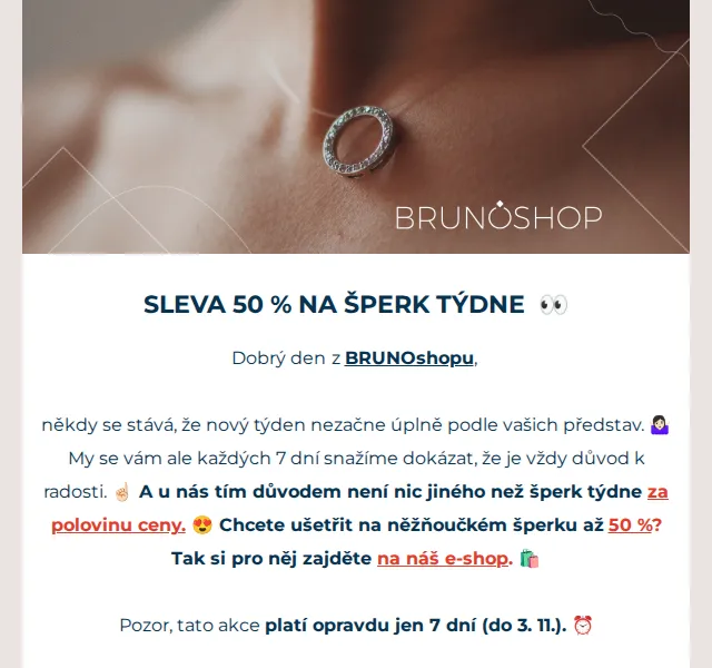 BRUNOshop: Šperk týdne s 50% slevou – červenec 2026 | Nuslet.cz