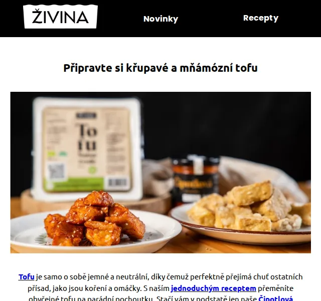 Živina: Tofu a čipotlová omáčka v akci – červenec 2026 | Nuslet.cz