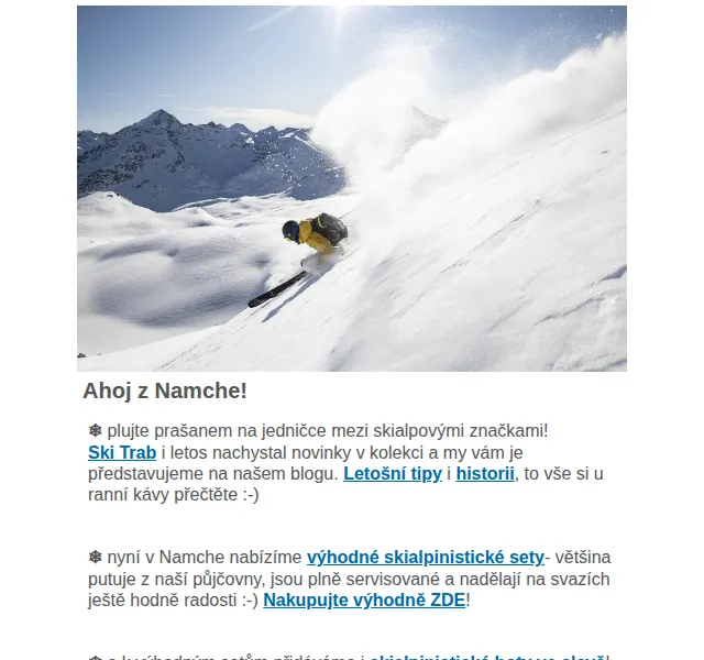 Namcheshop: Ski Trab skialpové sety a boty ve slevě – červenec 2026 | Nuslet.cz