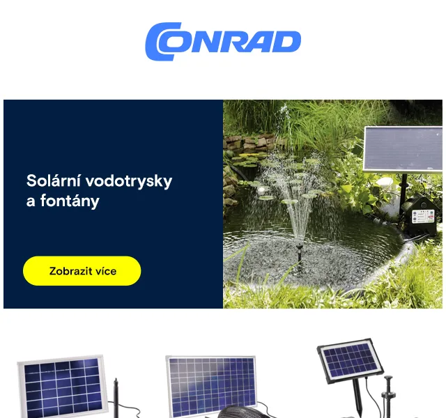 Conrad Electronic: solární fontány a jezírka v akci – červenec 2026 | Nuslet.cz
