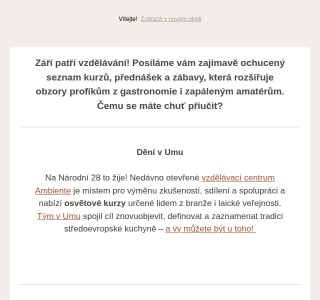 Jídlo a radost: kurzy vaření – září 2026 | Nuslet.cz